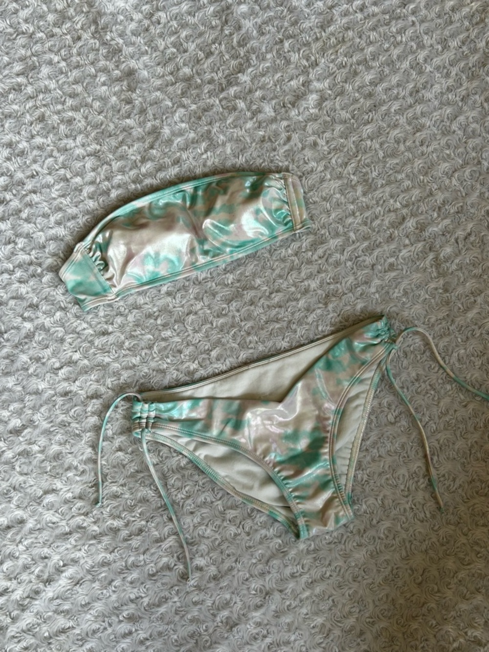 Xhilaration bikini set turquoise and white metallic shimmery